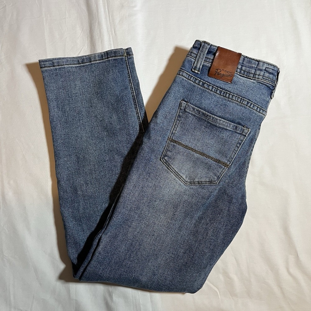 Penguin Munsingwear Womens Medium Wash Straight Leg Denim Blue Jeans Pant 12